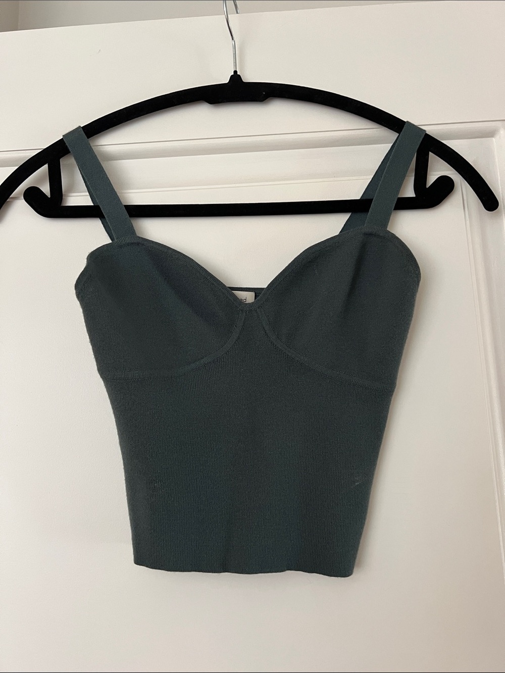Aritzia Women's Knit Bustier Crop Top in Dark Teal